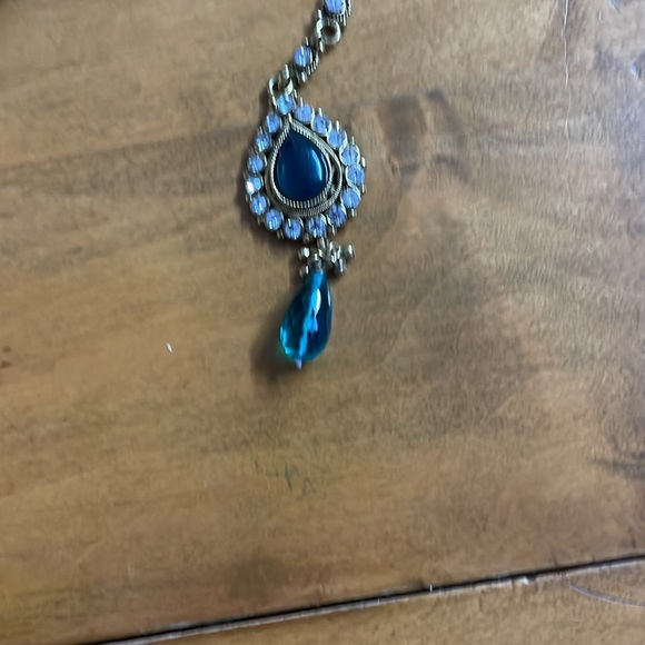 Indian Necklace Jewelry Jewellery Set/ blue bridal wedding necklace set - Picture 7 of 10